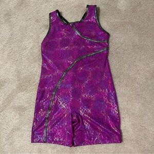 Danskin Now romper leotard dance gymnastics purple sparkly size large